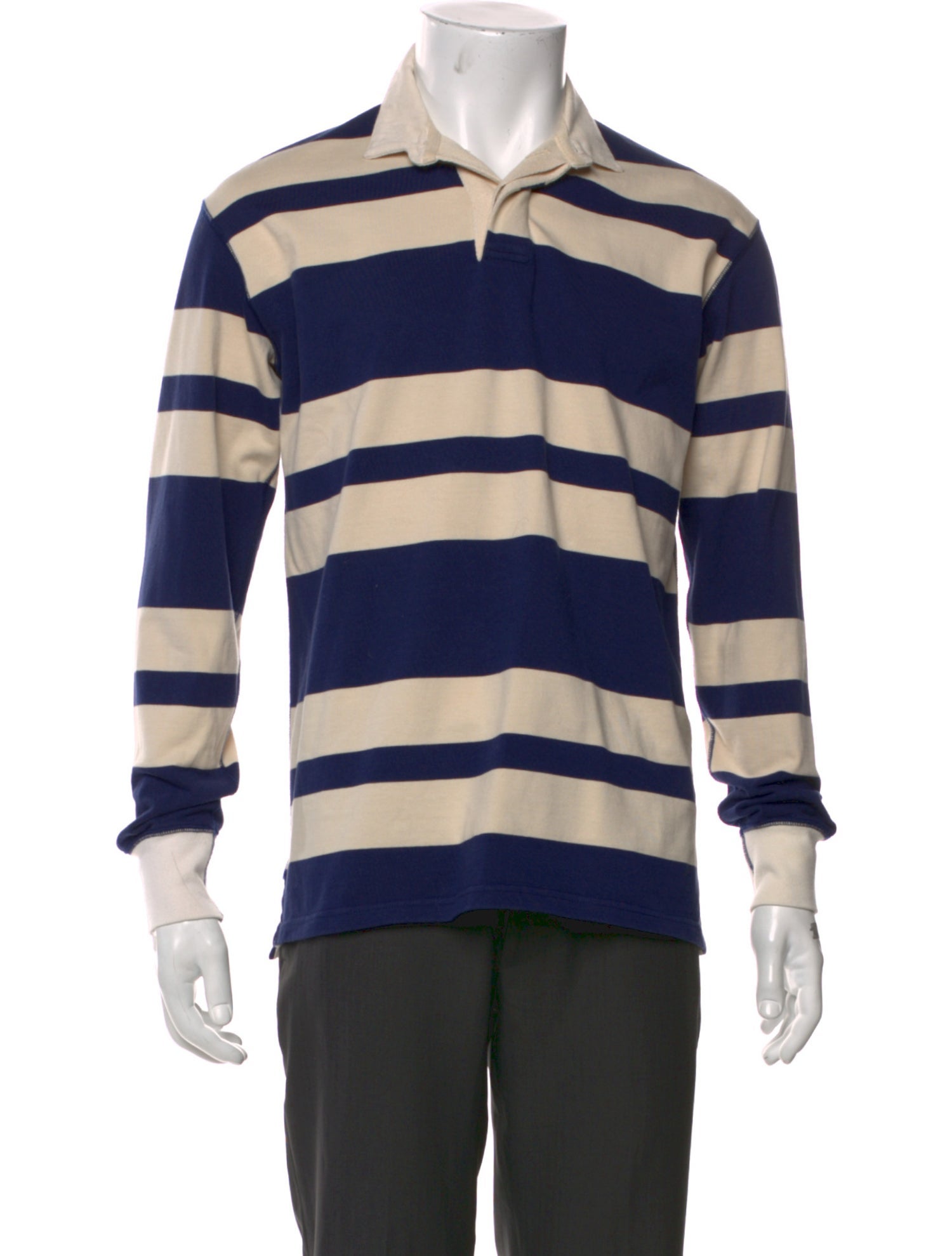 Drake's Striped V-Neck Polo Shirt