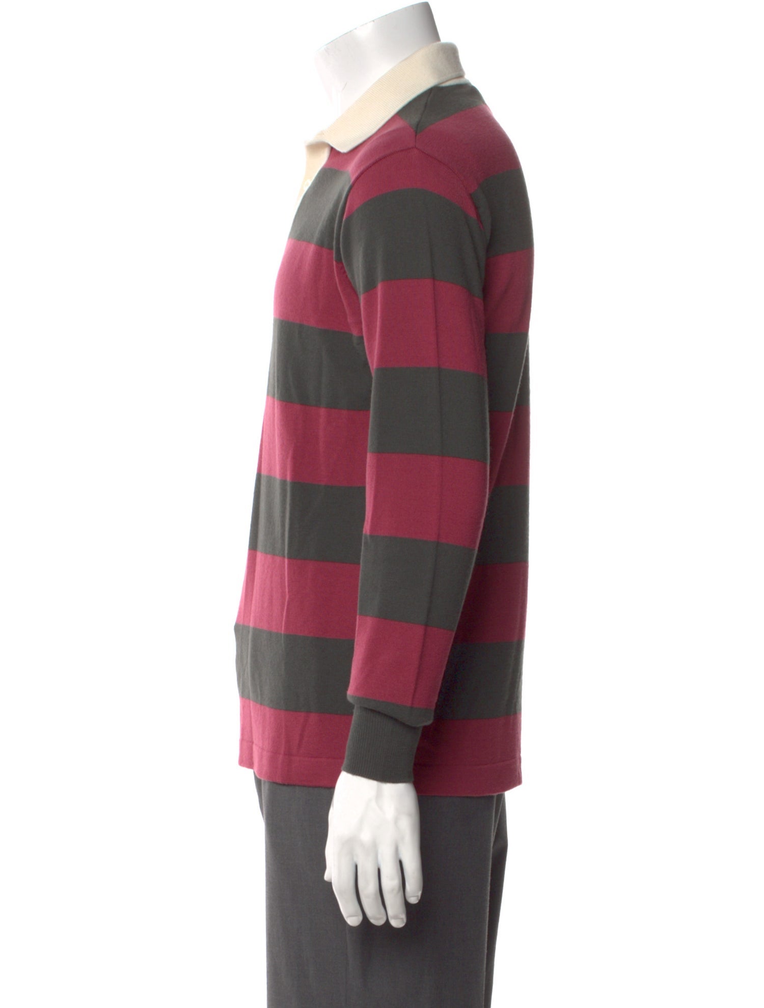 Drake's Merino Wool Striped Polo Sweater