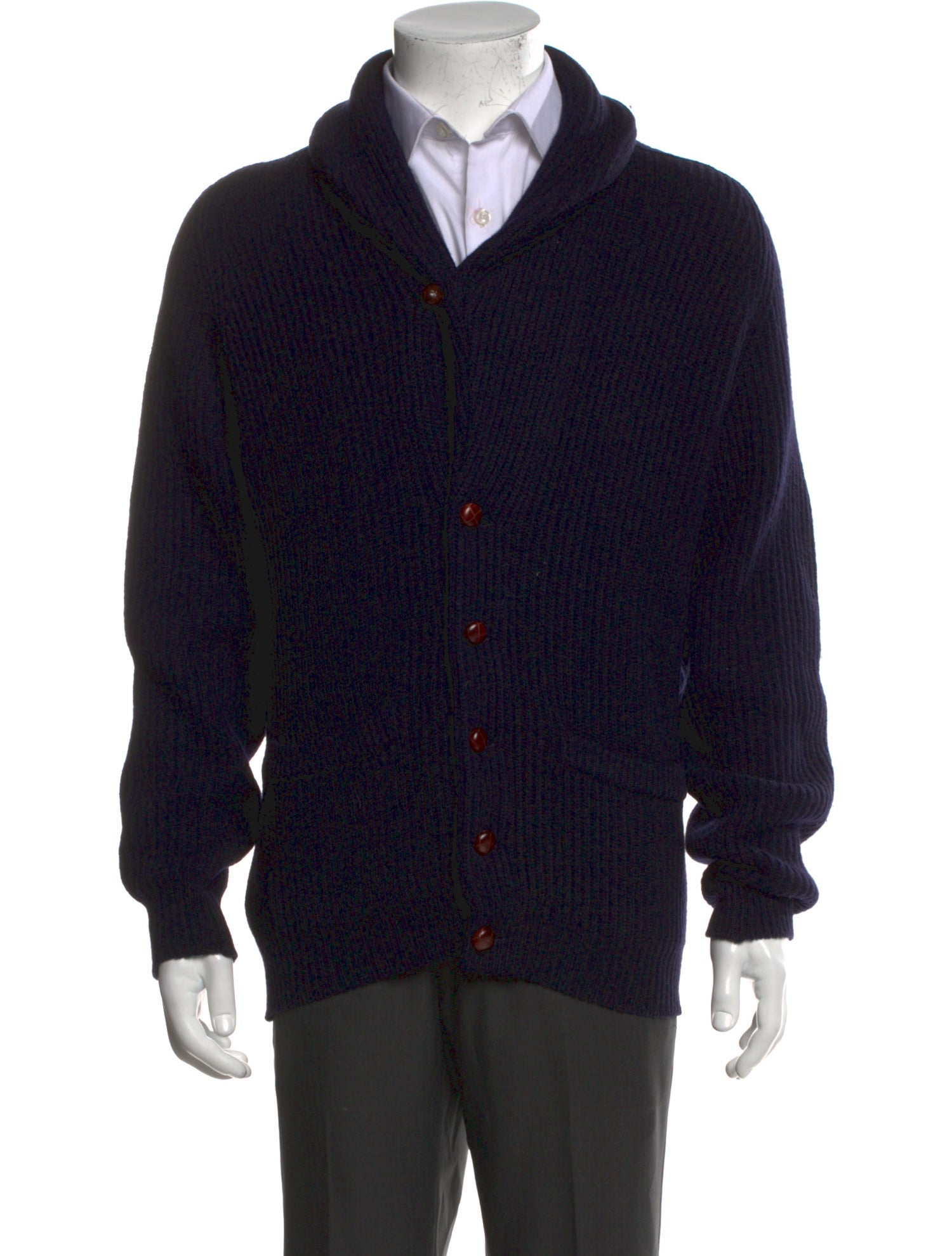 Drake's Lambswool Collar Cardigan