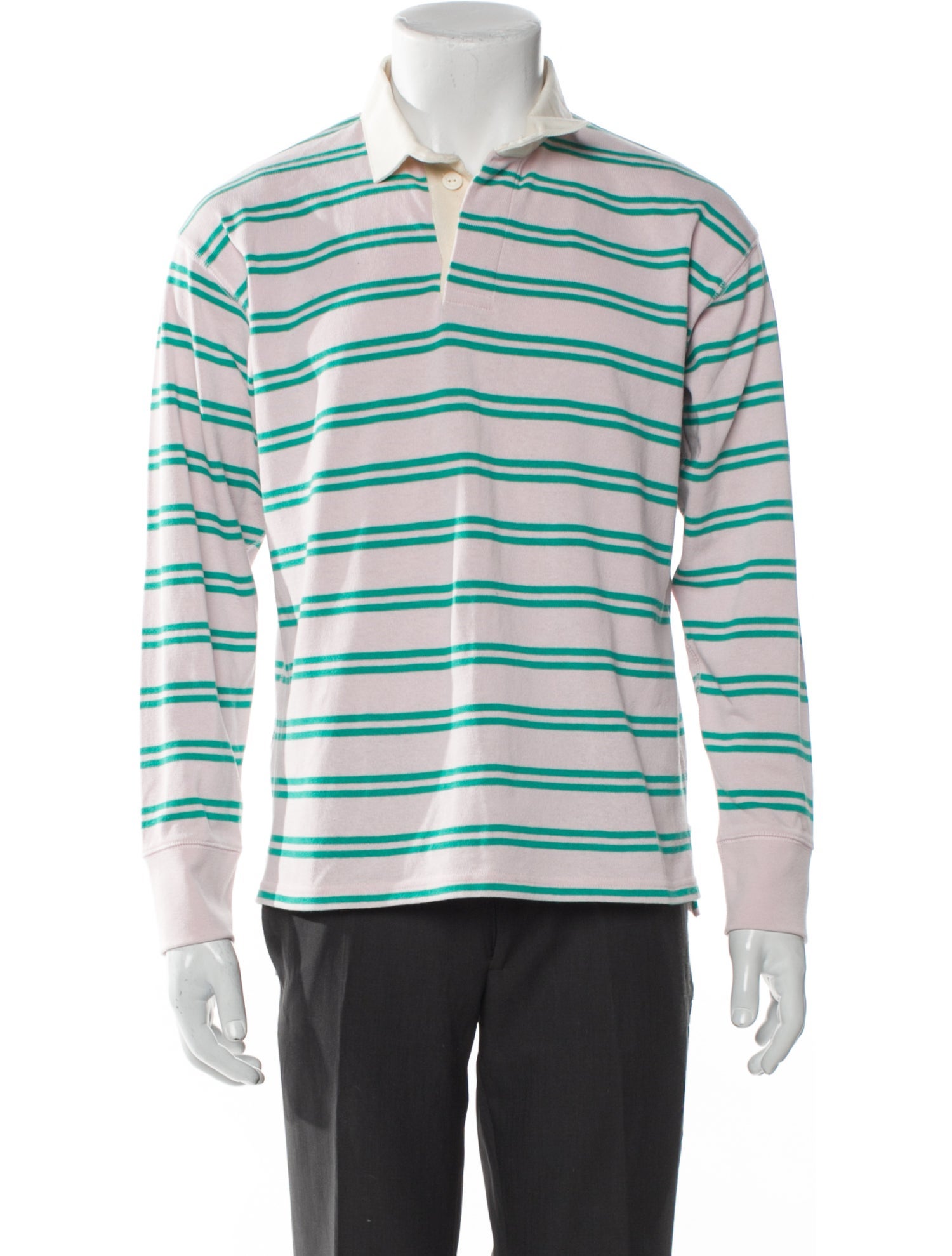 Drake's Striped Collar Polo Sweater