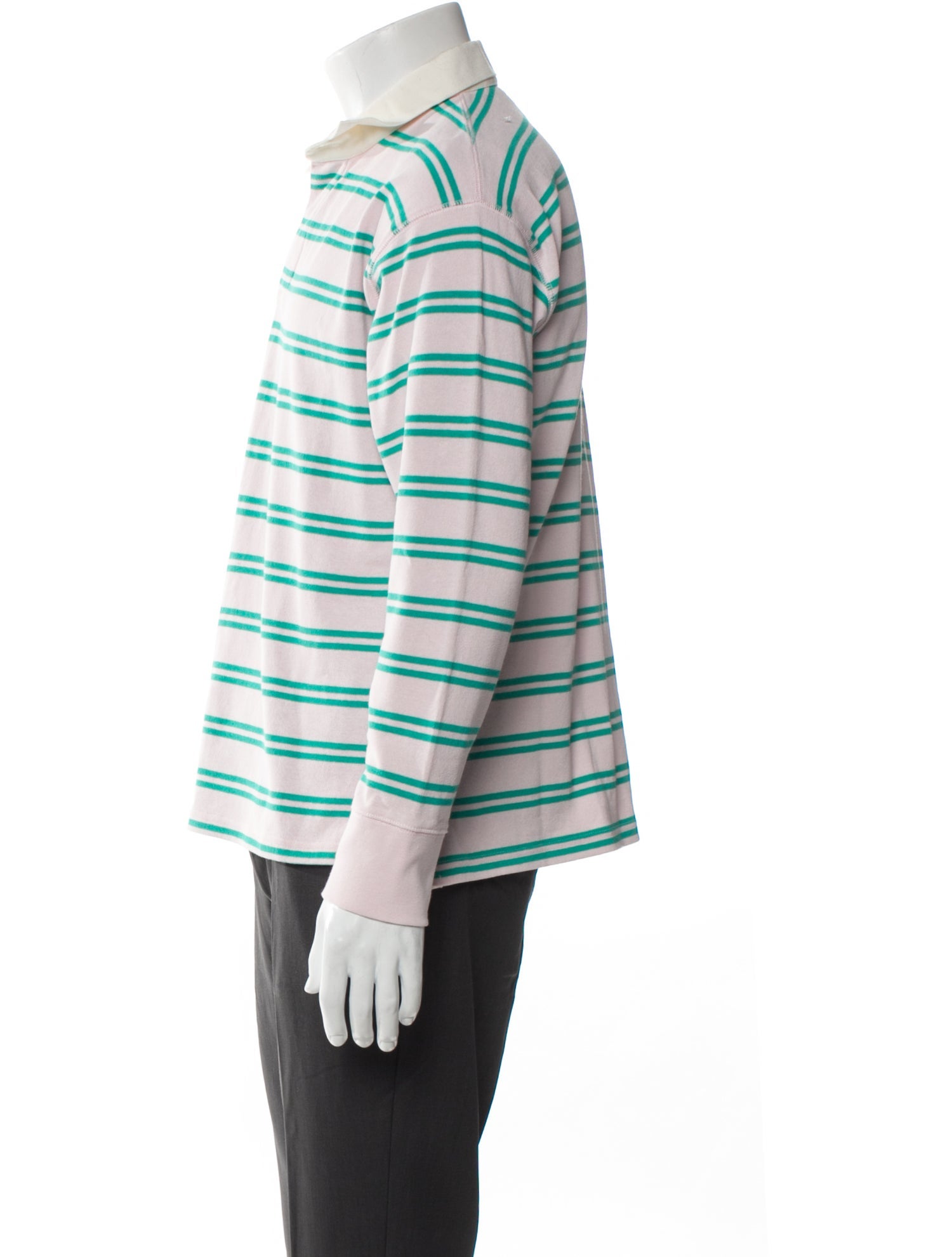 Drake's Striped Collar Polo Sweater