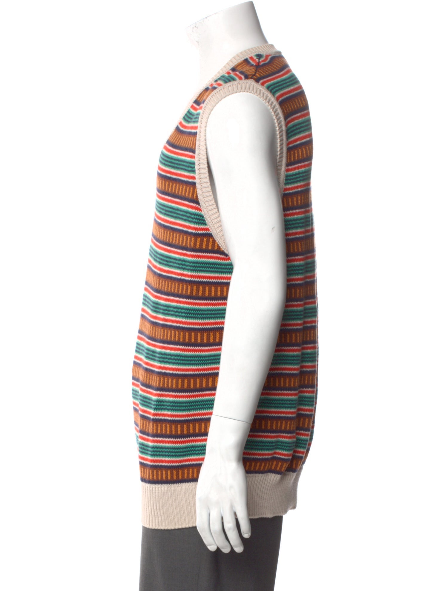 Drake's Striped V-Neck Sweater Vest