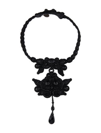 Dori Csengeri Resin Fabric & Leather Choker Necklace