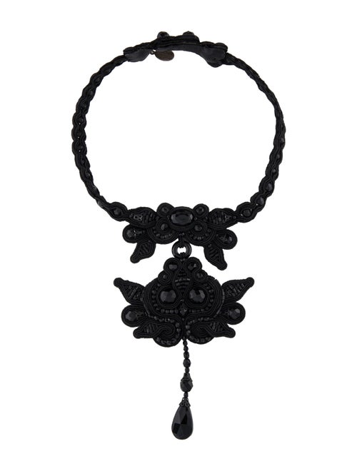 Dori Csengeri Resin Fabric & Leather Choker Necklace