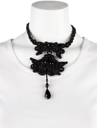 Dori Csengeri Resin Fabric & Leather Choker Necklace