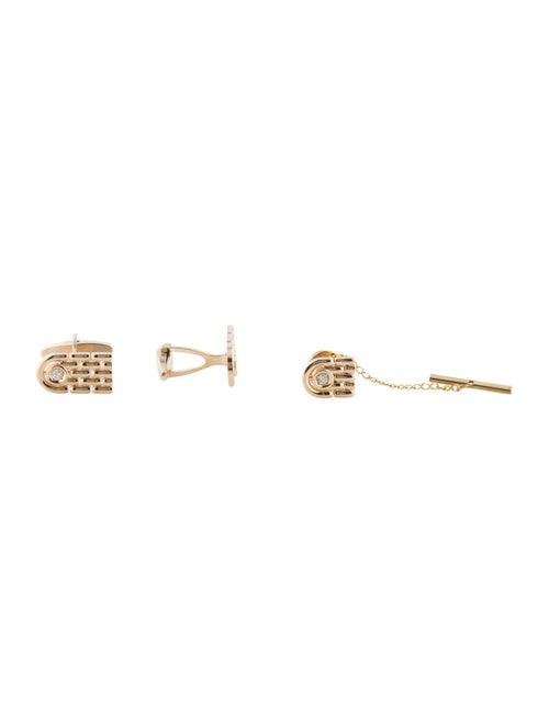 Dress Set 14K Diamond Cufflinks & Tie Pin Dress Set