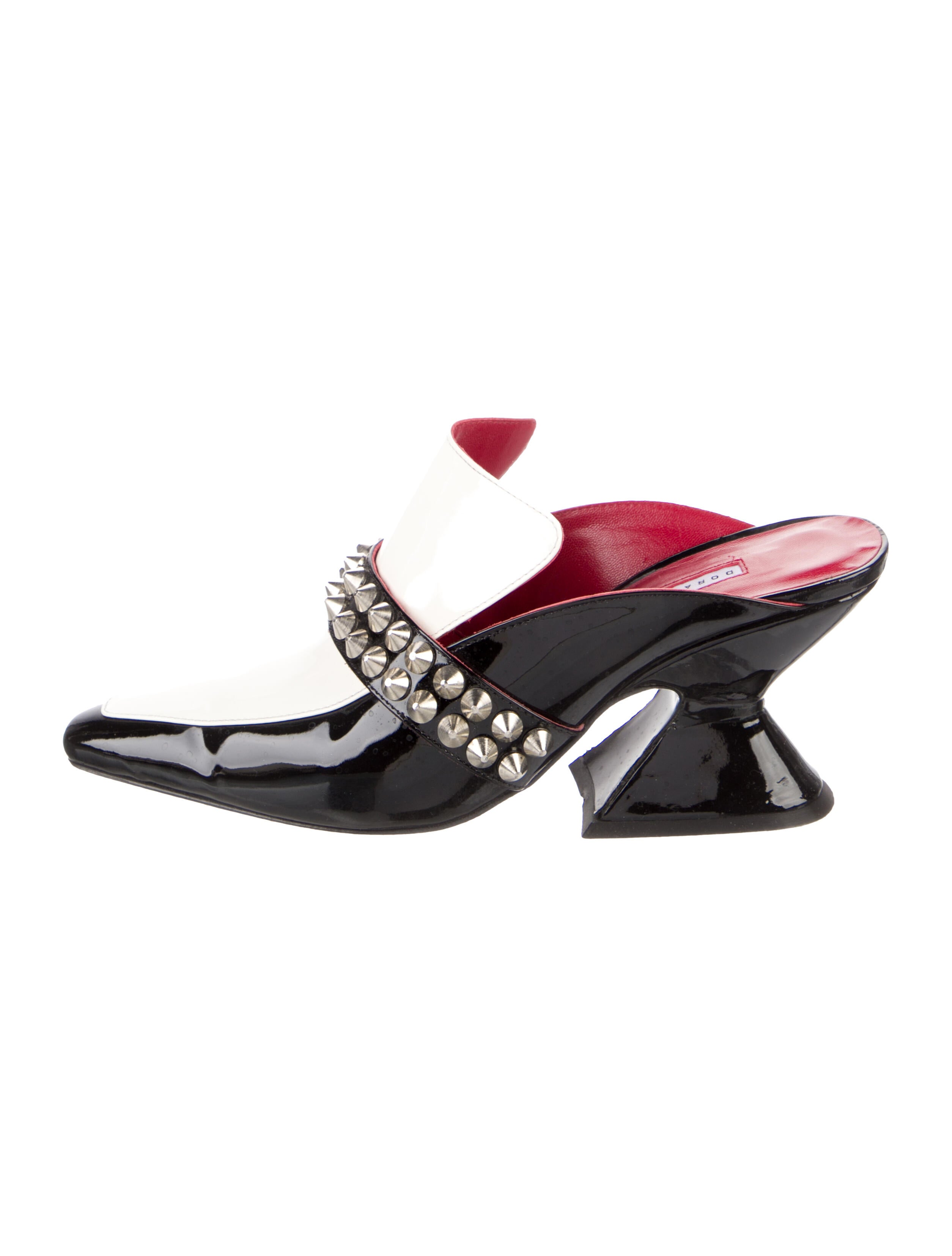 Dorateymur Patent Leather Studded Accents Slingback Pumps