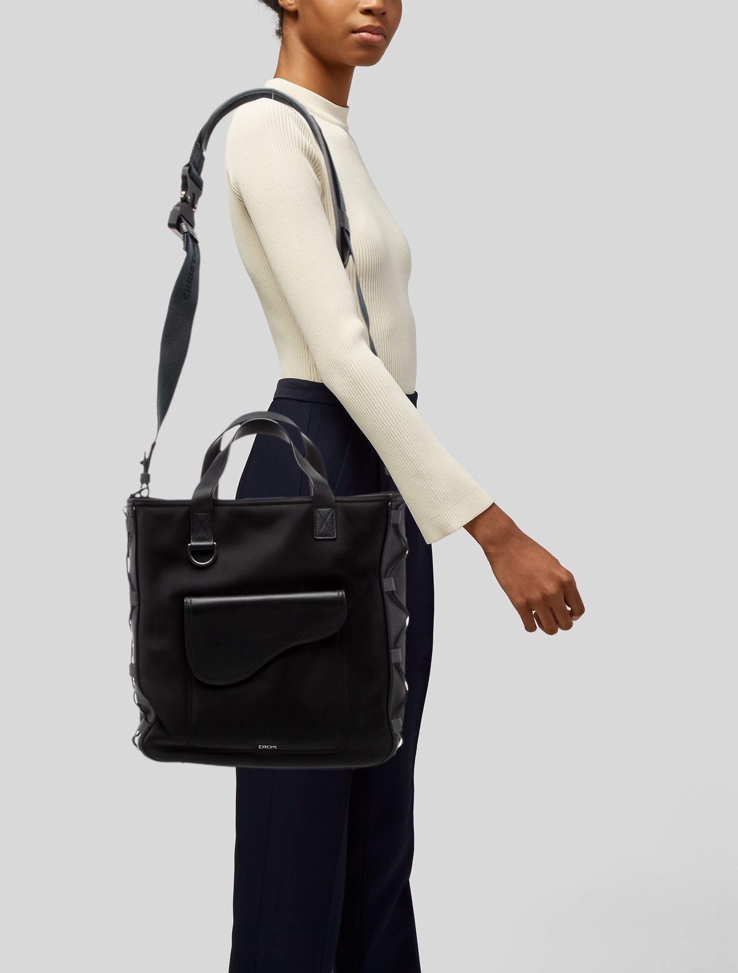 DIOR x Sacai Nylon Saddle Tote