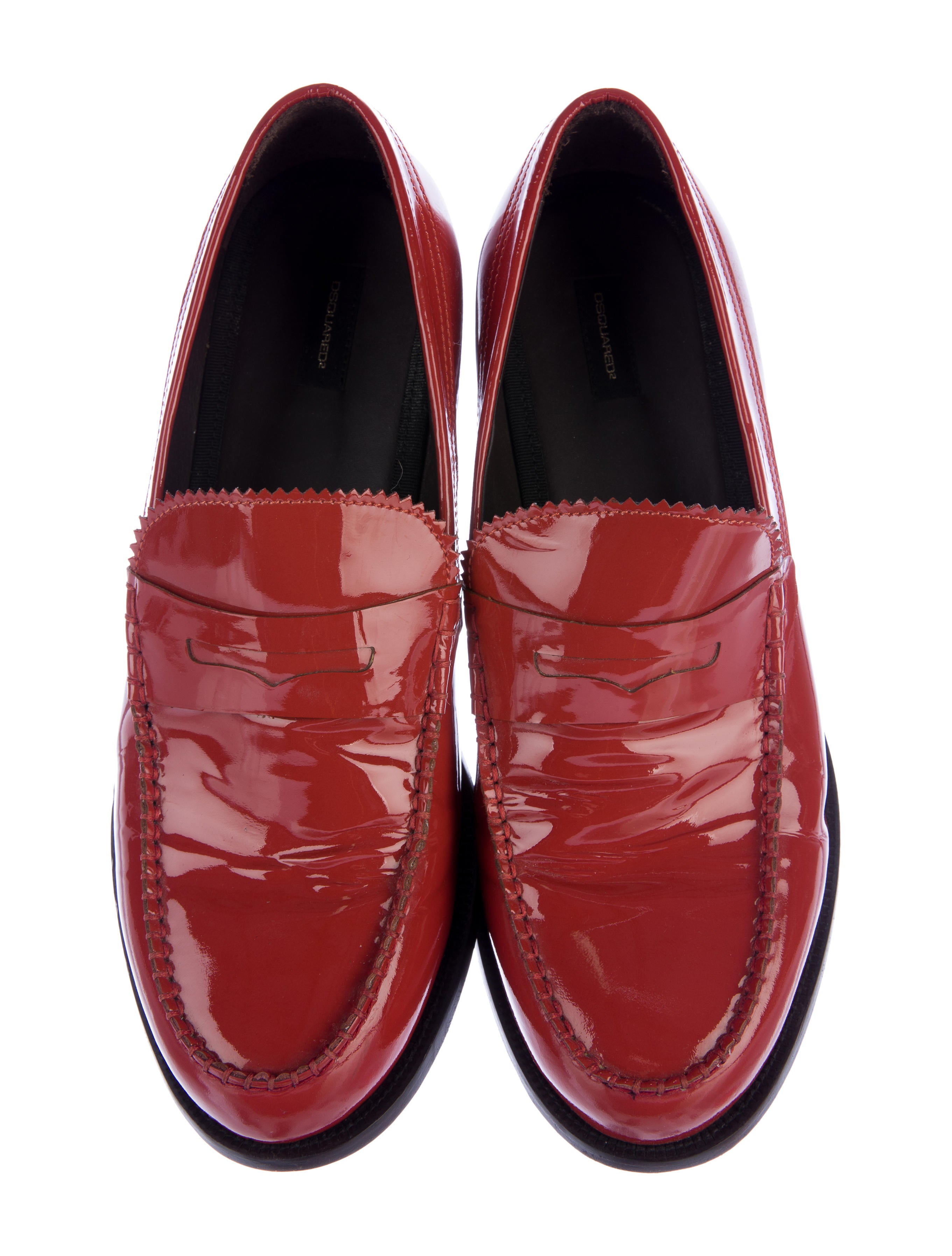 Dsquared² Patent Leather Penny Loafers Shoes DSQ24593 The RealReal