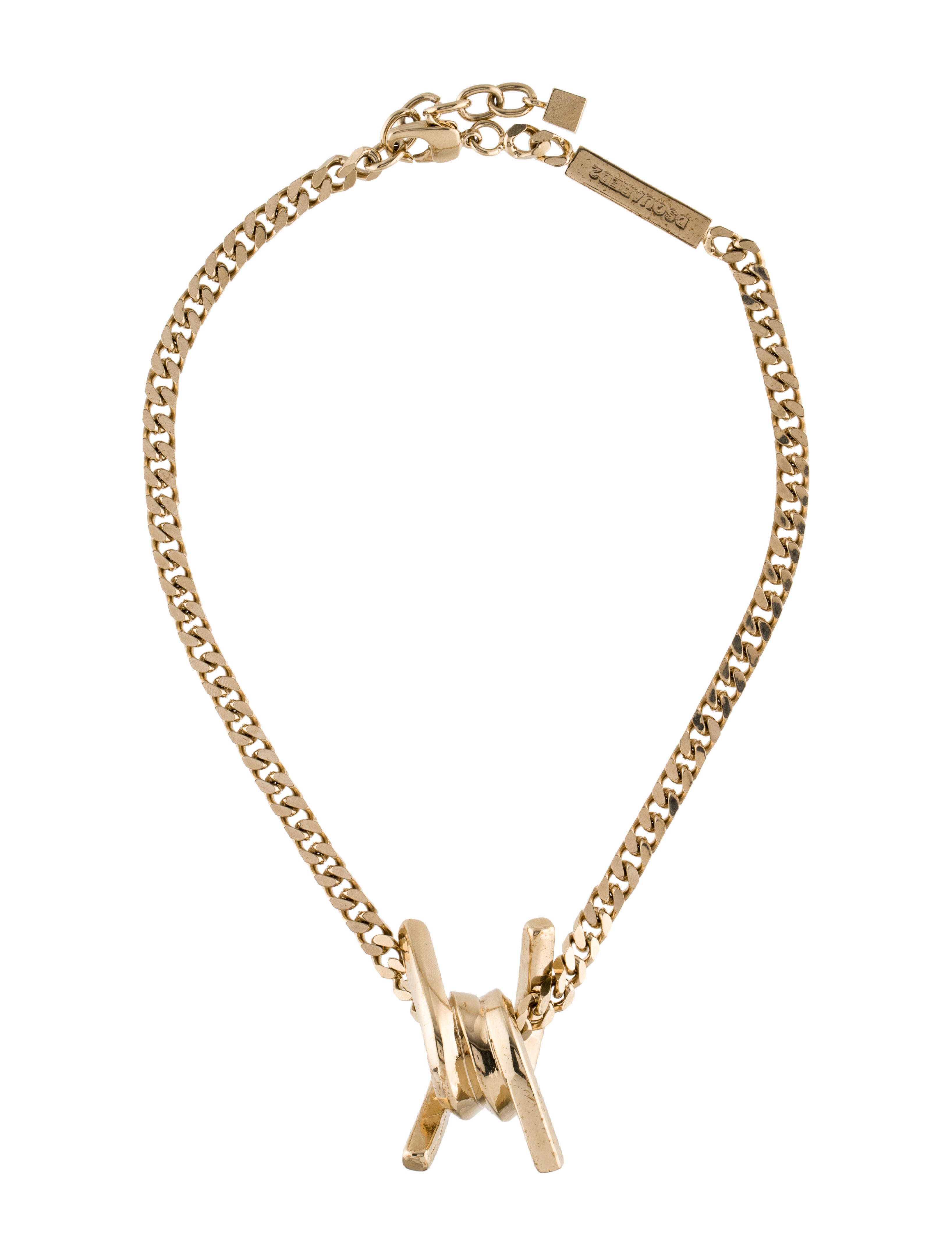Dsquared² Barbed Wire Pendant Necklace GoldTone Metal Pendant