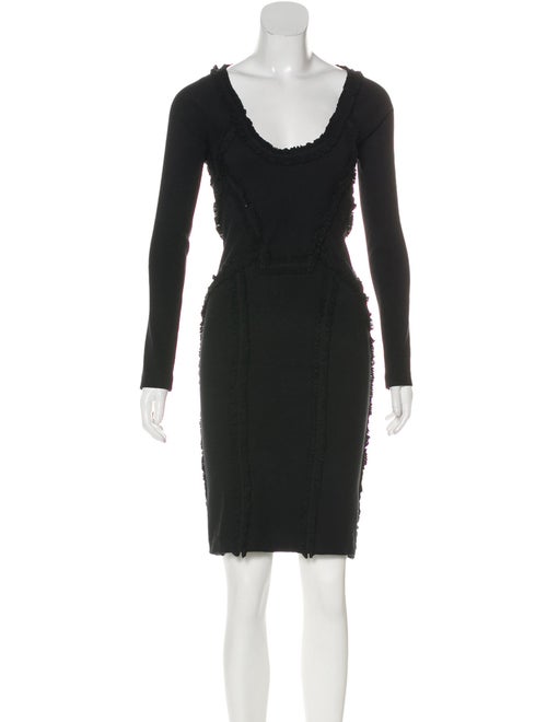 Dsquared² Ruffle-Accented Midi Dress Black