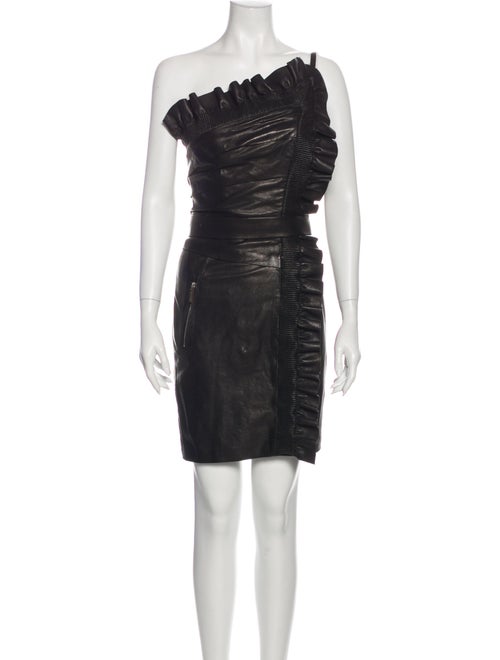 Dsquared² Lamb Leather Mini Dress Black