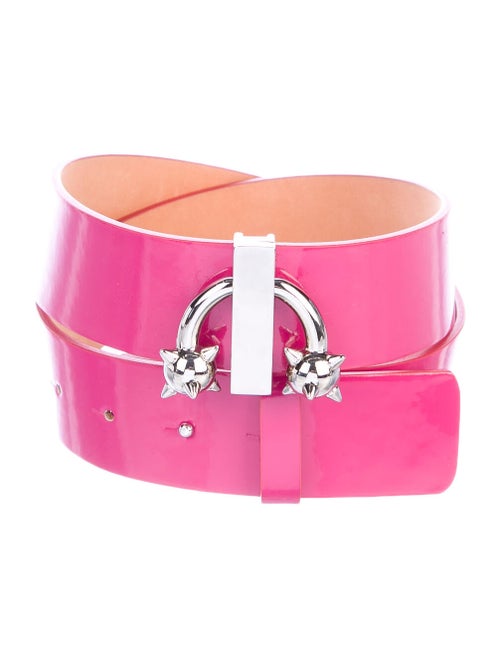 Dsquared² Patent Leather Embellished Belt Pink