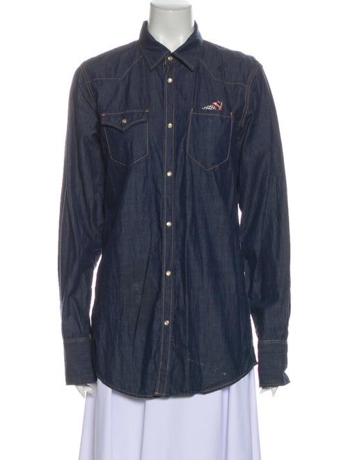 Dsquared² Long Sleeve Button-Up Top Blue