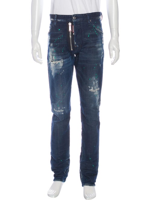 Dsquared² Distressed Paint Splatter Skinny Jeans B