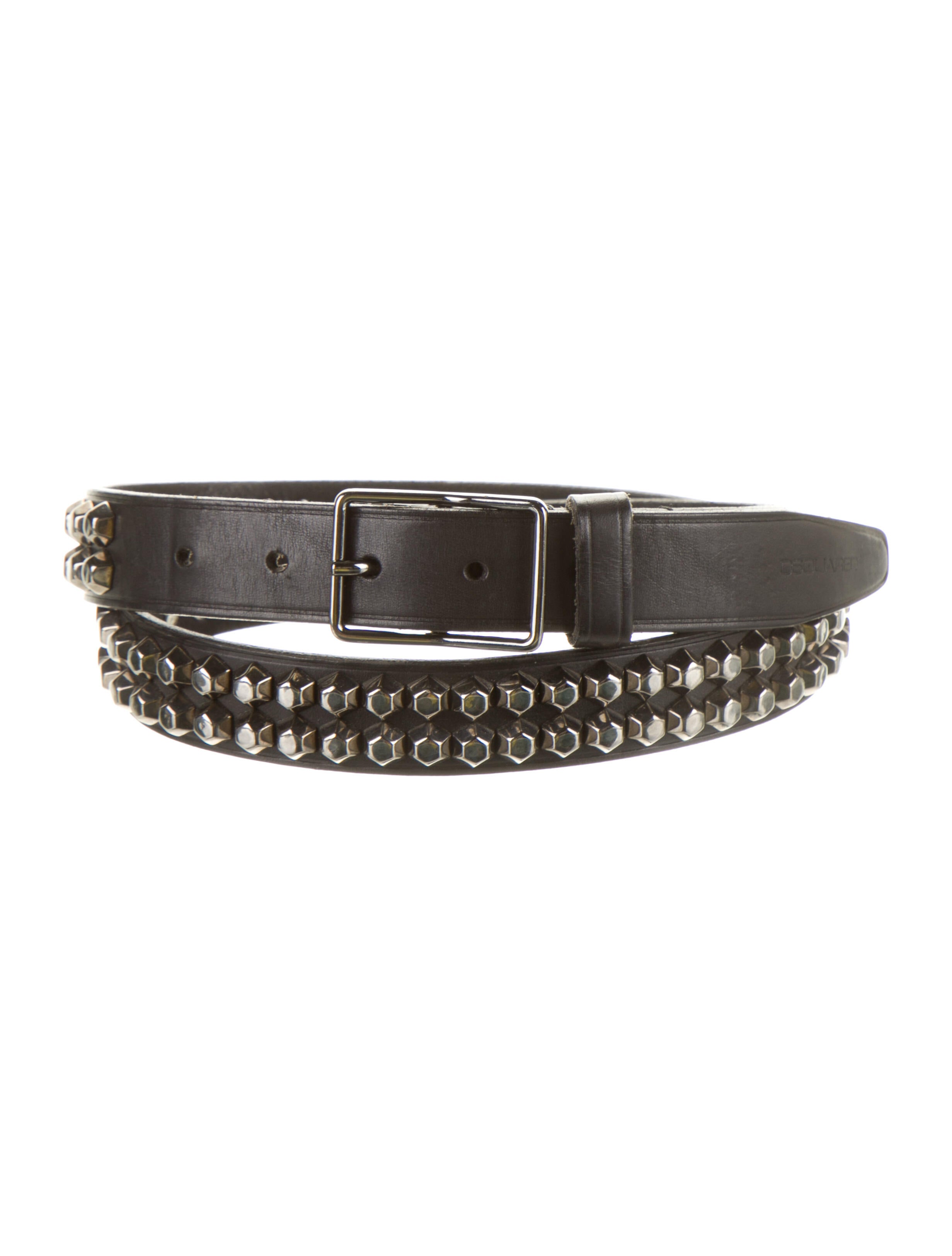 Dsquared² Leather Studded Accents Belt - Black Belts