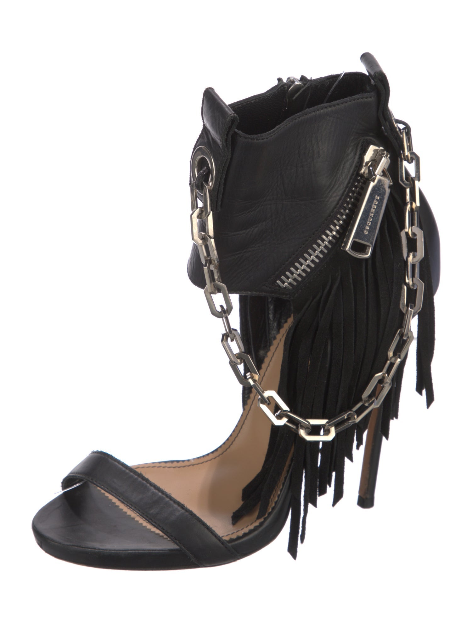 Dsquared² Leather Chain-Link Accents Gladiator Sandals