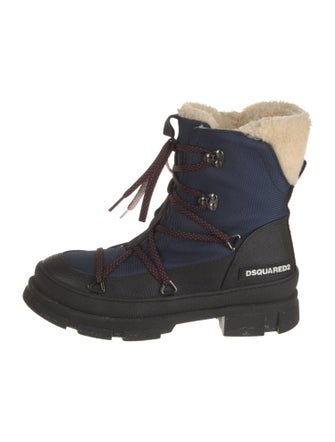 Dsquared² Leather Fur Trim Hiking Boots