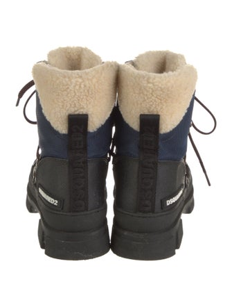 Dsquared² Leather Fur Trim Hiking Boots