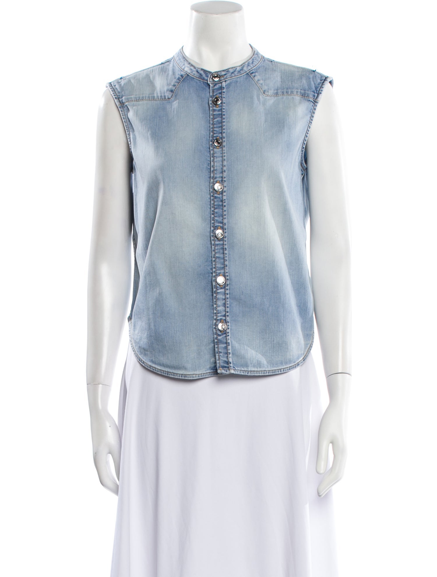 Dsquared² Crew Neck Sleeveless Button-Up Top