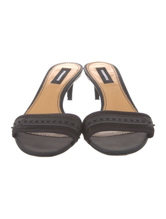 Dsquared² Leather Crystal Embellishments Slides