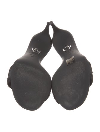 Dsquared² Leather Crystal Embellishments Slides