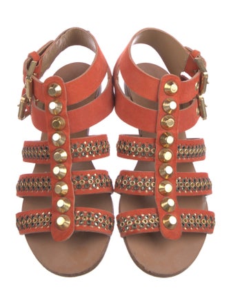 Dsquared² Suede Floral Print Gladiator Sandals