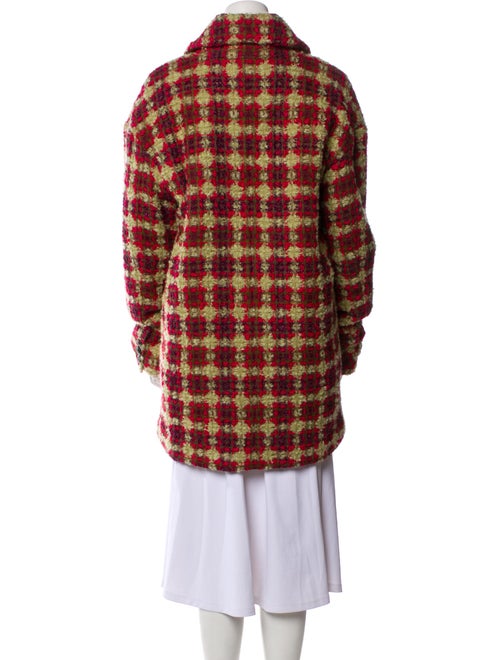 Dsquared² Wool Plaid Print Faux Fur Coat