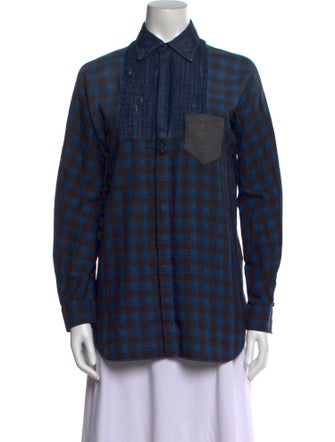 Dsquared² Plaid Print Long Sleeve Button-Up Top