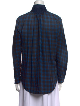 Dsquared² Plaid Print Long Sleeve Button-Up Top