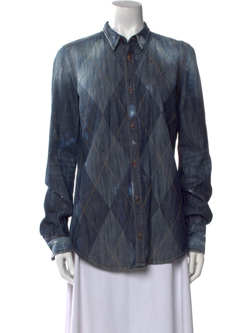 Dsquared² Printed Long Sleeve Button-Up Top