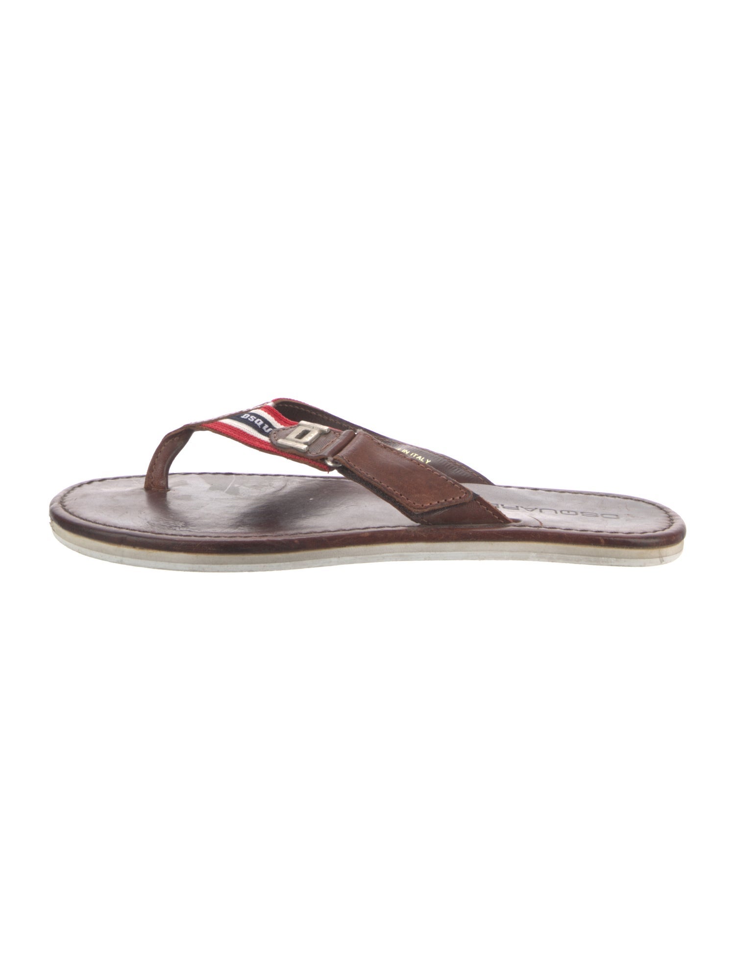 Dsquared² Leather Striped Flip Flops
