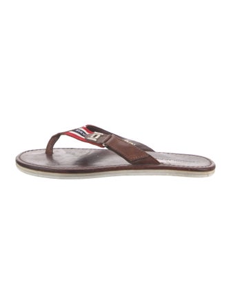 Dsquared² Leather Striped Flip Flops