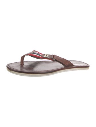 Dsquared² Leather Striped Flip Flops