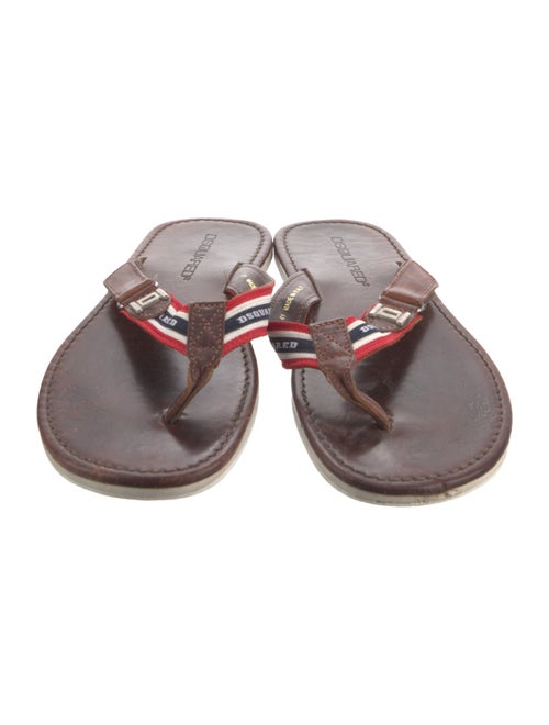 Dsquared² Leather Striped Flip Flops