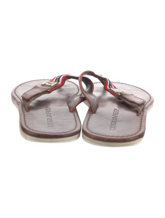 Dsquared² Leather Striped Flip Flops
