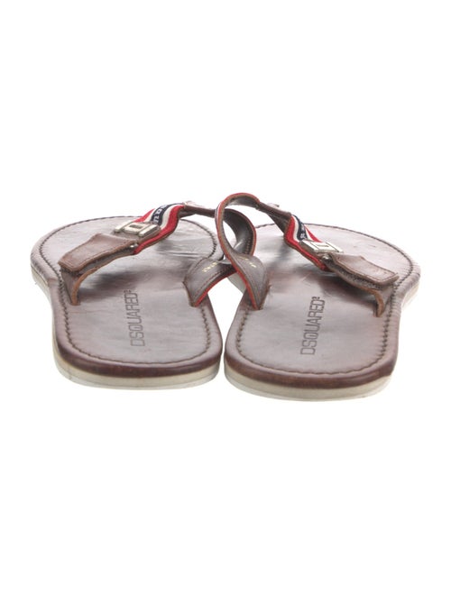 Dsquared² Leather Striped Flip Flops