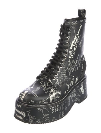 Dsquared² Leather Graphic Print Combat Boots
