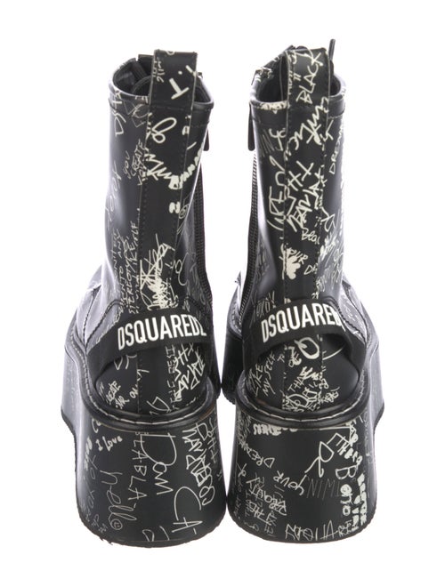 Dsquared² Leather Graphic Print Combat Boots