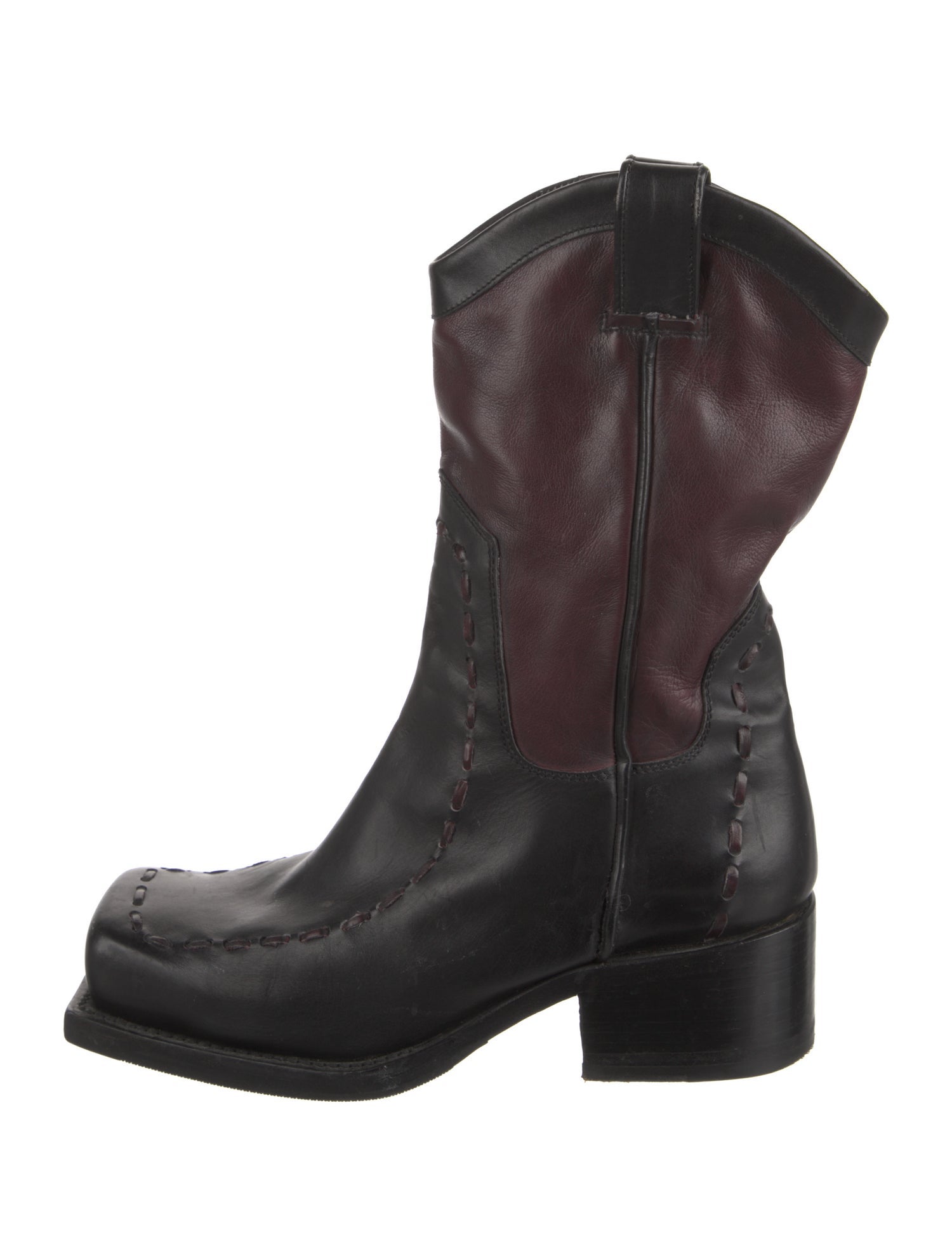 Dsquared² Leather Colorblock Pattern Western Boots