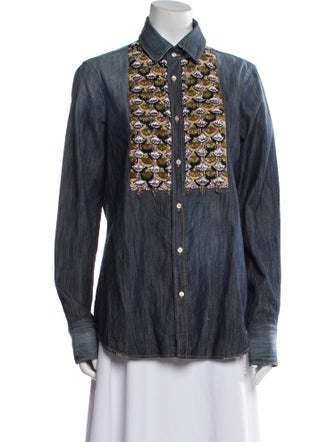 Dsquared² Graphic Print Long Sleeve Button-Up Top