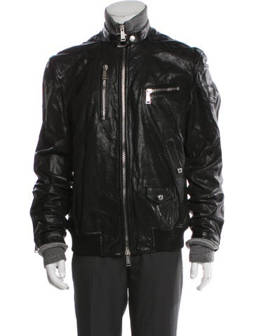 Dsquared² Outerwear Lamb Leather Moto Jacket Us42, It52 | XL