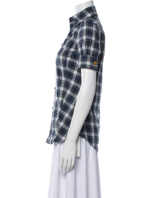 Dsquared² Plaid Print Short Sleeve Button-Up Top