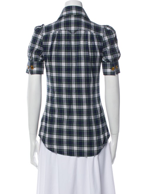 Dsquared² Plaid Print Short Sleeve Button-Up Top