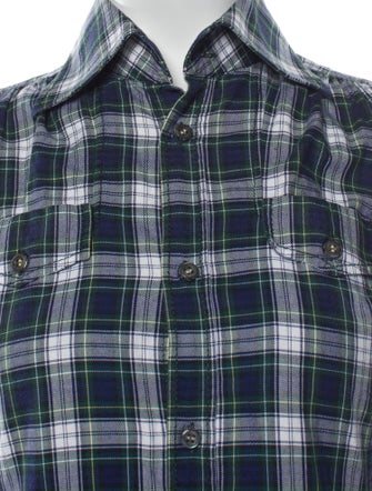 Dsquared² Plaid Print Short Sleeve Button-Up Top
