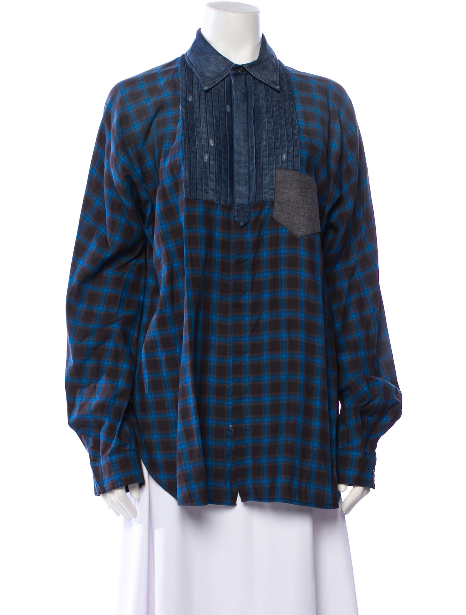 Dsquared² Plaid Print Long Sleeve Button-Up Top