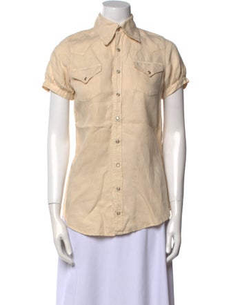 Dsquared² Linen Short Sleeve Button-Up Top