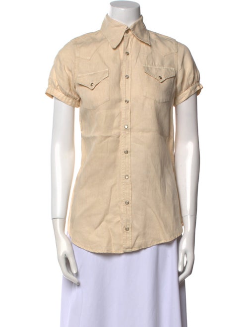 Dsquared² Linen Short Sleeve Button-Up Top