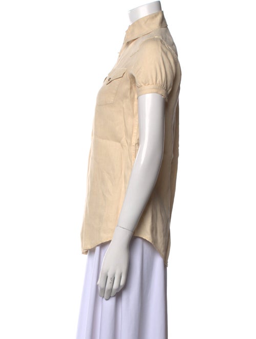 Dsquared² Linen Short Sleeve Button-Up Top