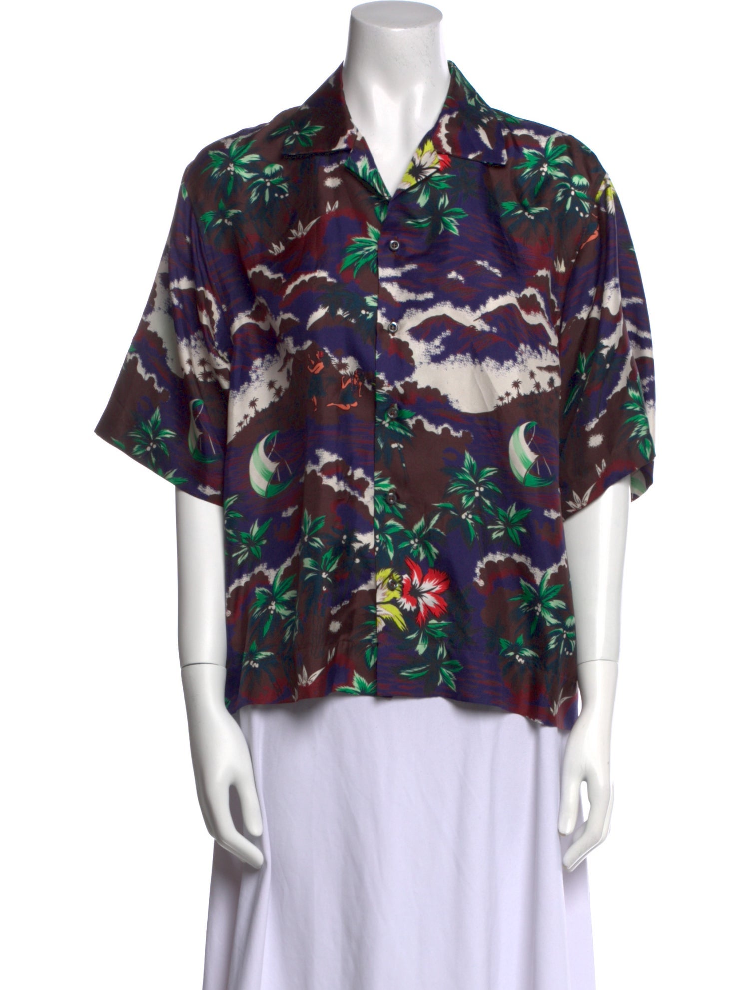 Dsquared² Silk Printed Button-Up Top